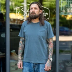 9 Ounce Pocket T-Shirt Faded Blue