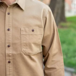 BWS02 Utility Shirt 8oz. Herringbone Brown