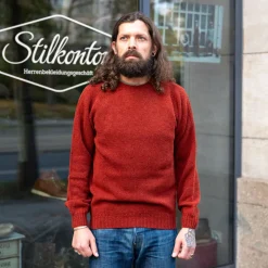 Crew Neck Sweater Super Soft Wool Blaze