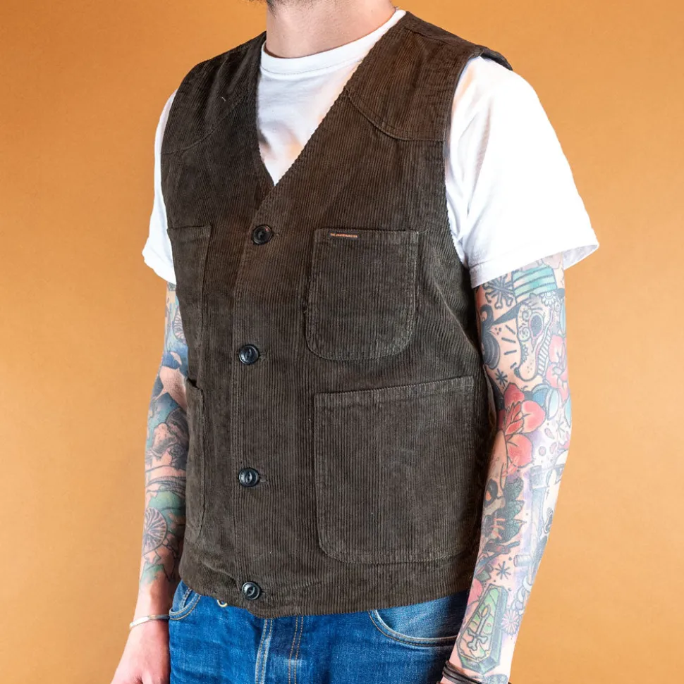 Fisherman Vest Corduroy Brown
