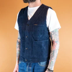 Fisherman Vest Corduroy Blue