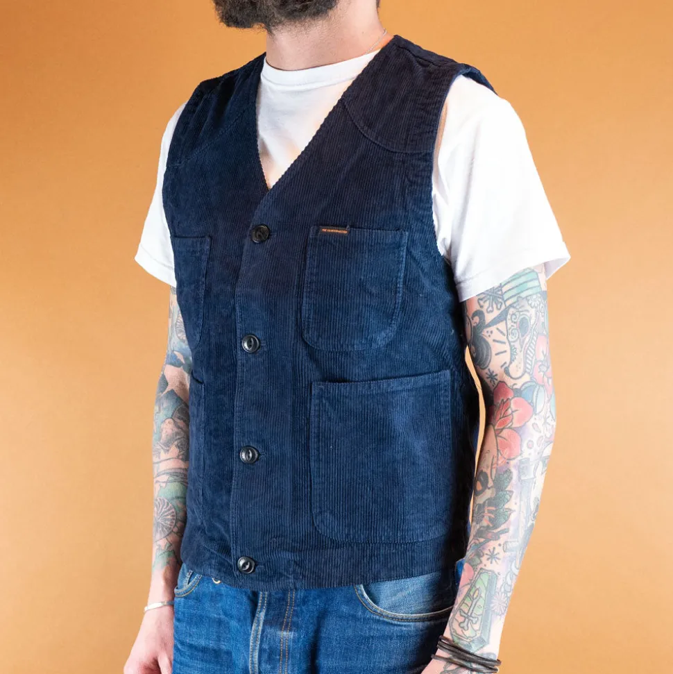 Fisherman Vest Corduroy Blue
