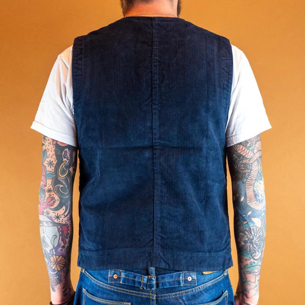 Fisherman Vest Corduroy Blue