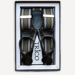 Hosenträger 36mm breit mit Rollzug Olivgrün gestreift