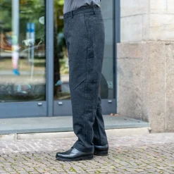 Ken Wide Cut Trousers Black Wool Pin