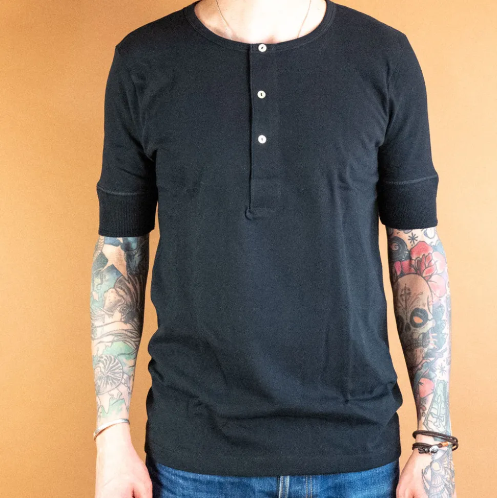 Knopfleistenhemd Kurzarm Deep Black