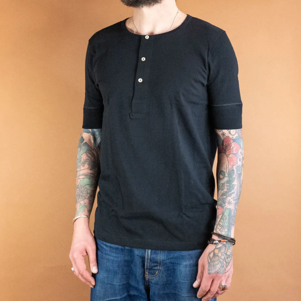 Knopfleistenhemd Kurzarm Deep Black