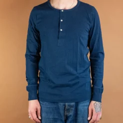 Knopfleistenhemd Langarm Inkblue