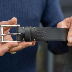 Ledergürtel 40er mit Edelstahlschnalle Schwarz