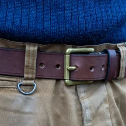 Ledergürtel 40er mit Messingschnalle Braun