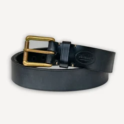 Ledergürtel 40er mit Messingschnalle Schwarz