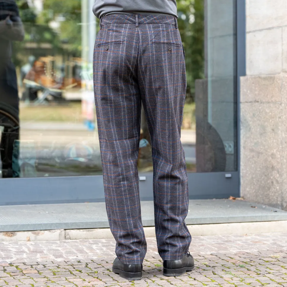 Military Chino Twist Wool Check Brown