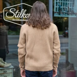 Navy Half Zip Pullover Camel