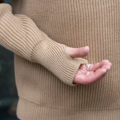 Navy Half Zip Pullover Camel