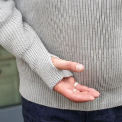 Navy Half Zip Pullover Light Grey