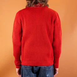 Navy Half Zip Pullover Red