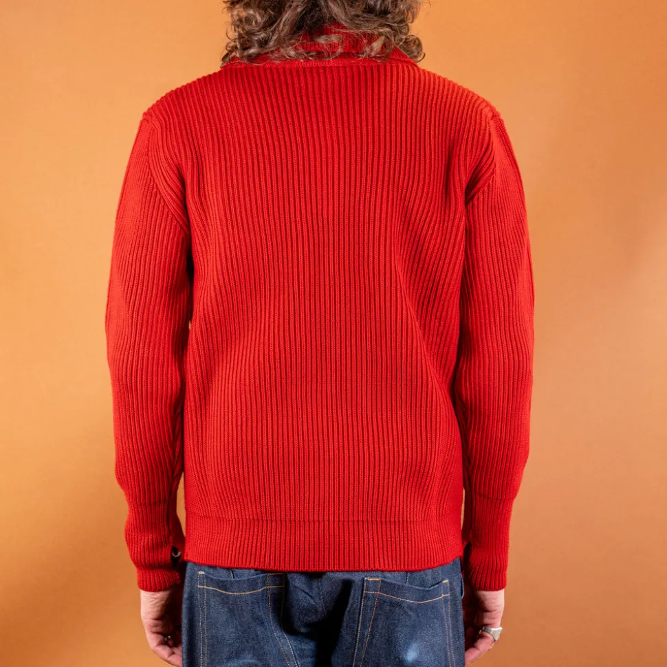 Navy Half Zip Pullover Red