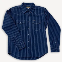 8.5oz Herringbone Stripe Western Shirt IHSH-424 Blue