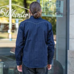 8.5oz Herringbone Stripe Western Shirt IHSH-424 Blue