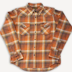 12oz. Slubby Heavy Flannel Western Shirt IHSH-399-ORA Orange