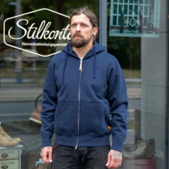 14oz Ultra Heavyweight Loopwheel Cotton Zip Up Hoodie Navy