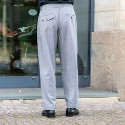 Pleated Track Pant Leon Tweed Grey