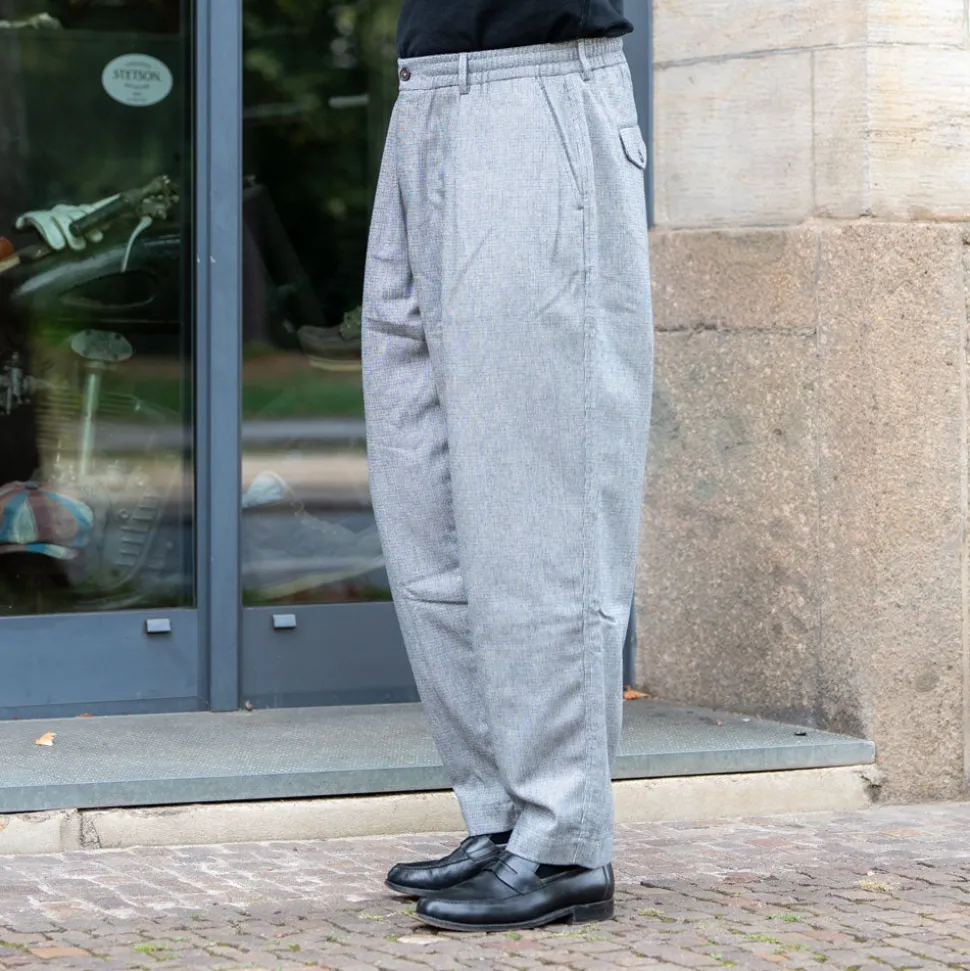 Pleated Track Pant Leon Tweed Grey