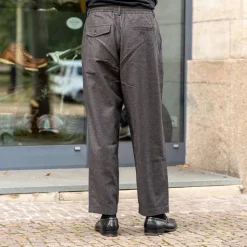 Pleated Track Pant Upcycled Italian Tweed Brown