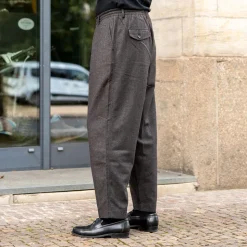 Pleated Track Pant Upcycled Italian Tweed Brown