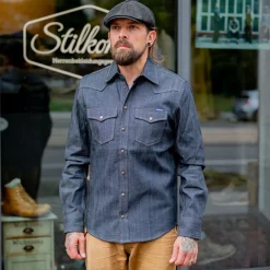 Schmales Blaumann Jeanshemd dunkelblau 8oz.