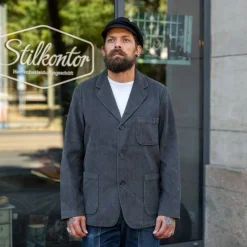 Three Button Jacket Cord Charcoal