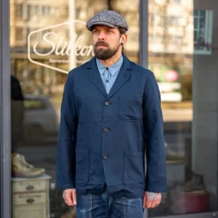 Three Button Jacket Lord Cotton Linen Navy