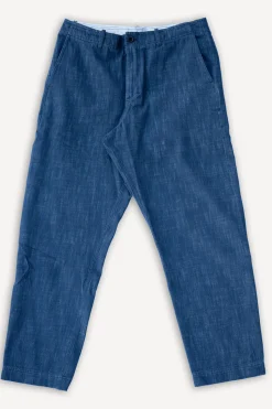 Trygve Wide Cut Cropped Trousers Denim Blue