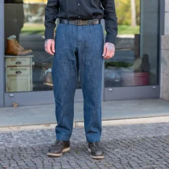 Trygve Wide Cut Cropped Trousers Denim Blue