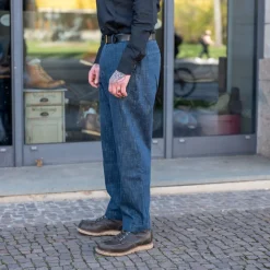 Trygve Wide Cut Cropped Trousers Denim Blue