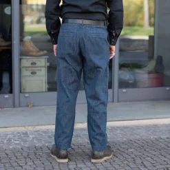 Trygve Wide Cut Cropped Trousers Denim Blue