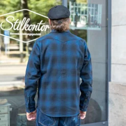 Ultra Heavy Flannel Ombré Check Western Shirt IHSH-264-NAV Navy