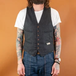 Wool Vest Striped Black