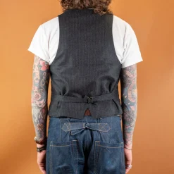 Wool Vest Striped Black