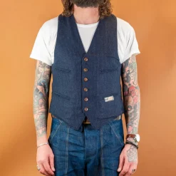 Wool Vest Striped Blue
